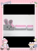 تصویر سبد تریکو نظم دهنده سیسمونی دخترانه صورتی مجموعه ۳ عددی مدل خرگوشی 