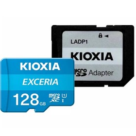 تصویر کارت حافظه microSDXC کیوکسیا مدل EXCERIA کلاس 10 استاندارد UHS-I U1 سرعت 100MBps ظرفیت 128 گیگابایت به همراه آداپتور SD Kioxia EXCERIA microSDXC V10 UHS-I U1 100MBps with SD adaptor - 128GB