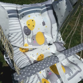 تصویر تاب گهواره ای دورو مخمل فیل طوسی 