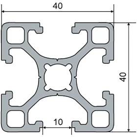 تصویر پروفیل شیار دار آلومینیوم 40*40 سنگین شیار 10mm 40x40mm Aluminium Extrusion T-Slot Profile, slot width 10mm, Light