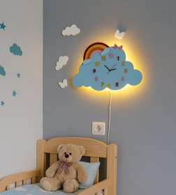 تصویر چراغ خواب کودک ابر ساعت دار چراغ خواب و شب خواب فانتزی پسرانه و دخترانه پرنسس