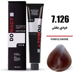 تصویر رنگ موی دوماسی شماره 7.126 رنگ دودی بنفش حجم 120 میلی لیتر Domacy hair color No. 7.126 Smoky purple color volume 120 ml