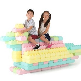 تصویر آجر پاستیلی پاستیلی زرد و صورتی و آبی و سبز