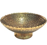 تصویر کاسه دورو برنجی طلایی مدل گل ریز(آنتیک) 