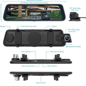 تصویر دوربین دوگانه لمسی تمام صفحه آینه دوربین 1080P Fhd 170 اینچ لنز عریض G حسگر حالت پارک - Navigold AYNA 41 