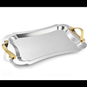 تصویر سینی مستطیل بزرگ دالبر دسته نقره ای Wave ساده ریور کد 7137 