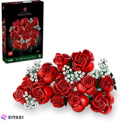 تصویر لگو سری آیکون مدل گل رز قرمز ۱۰۳۲۸ - LEGO Icons Rose Bouquet 10328 - Decorative, Collectible and Displayable Creative Flower Model ۸۲۲ قطعه