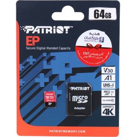 تصویر کارت حافظه میکرو اس دی پاتریوت EP Series V30 64GB Patriot EP Series V30 A1 64GB Memory Card