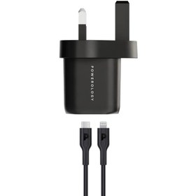 تصویر شارژر دیواری پاورولوژی 33 واتی به همراه کابل مدل Powerology pwcuqc008 - مشکی powerology Gan PD Charger 33W with Type-C to Lightning Cable 1.2M Black