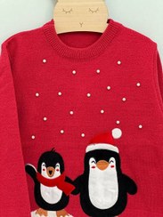 تصویر گپ بچگانه دخترانه طرح پنگوئن های مهربون جنس نخ باتو 