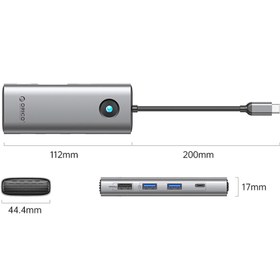 تصویر هاب 8 پورت Type-C اوریکو مدل PW11-8PC-GY-EP 