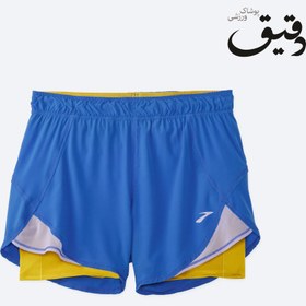 تصویر شلوارک ورزشی زنانه کشاله دار بروکس Brooks Chaser 5″ 2-in-1 Short آبی BROOKS WOMEN RUN WITHIN