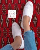 تصویر گیوه سفید زنانه زیره میکرو آلن تمام سفید رویه نخ پنبه 