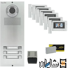 تصویر پکیج آیفون تصویری پنج واحدی کالیوز B41 با پنل نفیس Complete pack of calluse B41 5-unit video iPhone with nafis panel