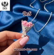 تصویر گردنبند نقره طرح دسته گل و زنجير برند دياراس 
