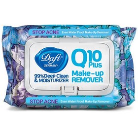 تصویر دستمال مرطوب آرایش پاک کن و ضد جوش دافی مدل Q10 بسته 50 عددی 