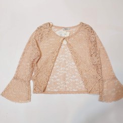 تصویر کت گیپور مجلسی آستین کلوش (جلو غزن‌دار) Floral Lace Bell Sleeve Cardigan with Hook Closure