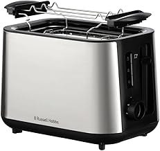 تصویر Russell Hobbs Toaster 2 برش (محفظه های اضافی گسترده ، 6 سطح برشته ، تنظیمات نان یخ زده ، عملکرد گرمایش و توقف ، عملکرد آسانسور و ساعت ، مشبک گرمایشی) Heaton 27390-56 Russell Hobbs Toaster 2 slices (extra wide compartments, 6 roasting levels, frozen bread settings, heating and stopping function, lift and watch function, heating grille) Heaton 27390-56