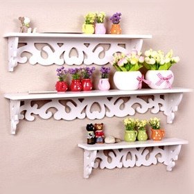 تصویر شلف دیواری طرح قلب کد 001 مجموعه 3 عددی کن مدل 400215 