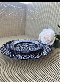 تصویر بشقاب آبی Lycg 023 6 مجموعه صفحه چینی کیک Lucky Art 