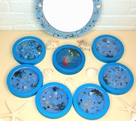 تصویر ست 8 تکه هفت سین رزینی مدل دریا 8-Piece Resin Haft-Seen Set - Ocean Theme