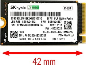 تصویر اس اس دی اینترنال SK Hynix BC901 256GB SSD M.2 NVMe Pyrite 2242 PCIe Gen 4*4 ظرفیت 256 گیگابایت پایه کوتاه 