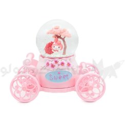 تصویر گوی موزیکال کالسکه‌ای طرح کرومی با چتر 