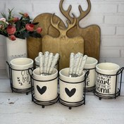 تصویر جاقاشقی رو میزی دوقلو سرامیک با استند فلزی 