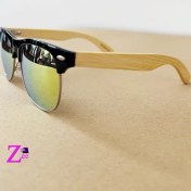 تصویر عینک آفتابی uv 400 اسپرت آینه ای دسته چوبی کد 05 