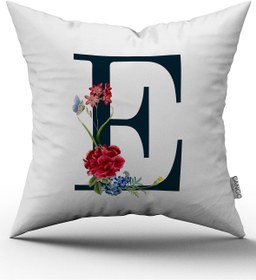 تصویر روکش بالشت گلدار قرمز - حرف E برند cango home Red Floral Letter Throw Pillow Cover - Letter E