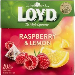 تصویر دمنوش کیسه‌ای لوید با طعم تمشک و لیمو – 20 عددی Loyd Raspberry and Lemon 
