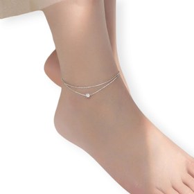 تصویر پابند استیل دو لاین با نگین 