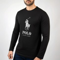 تصویر تیشرت آستین بلند مشکی طرح برند پولو POLO | استایل اسپرت | کد BR069 polo-ls-tshirt-br069