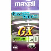 تصویر نوار خام VHS ویدیو ، مکسل ژاپن 120دقیقه سری GREAT XTRA POWER TAPE GX با پوشش ضد قارچ جهت دوام بالا 