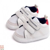 تصویر پاپوش نوزاد دخترانه پسرانه وارداتی سفید اسپرت Baby sport footwear 