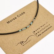 تصویر M0307 _ گردنبند، چوکر مورس مشکی، نقره ای و فیروزه پیکاسویی 1 رج ( منجوق میوکی ) 