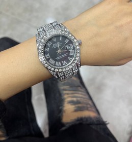 تصویر ساعت زنانه فول نگین رولکس صورتی کد ۵۵۹۰ Rolex