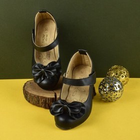 تصویر کفش مجلسی دخترانه رنگ مشکی مدل رو گلدار پاشنه 3.5 سانتی کد 355411 سایز 26 تا 36 
