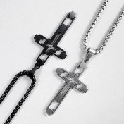 تصویر گردنبند صلیب طرح دوبل کدZN_S07 