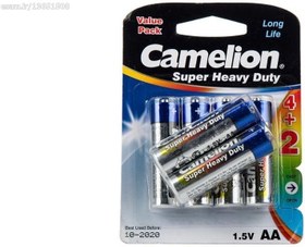 تصویر Camelion Super Heavy Duty AA Battery Pack of 6 ا باتری قلمی کملیون مدل Super Heavy Duty بسته 6 عددی باتری قلمی کملیون مدل Super Heavy Duty بسته 6 عددی