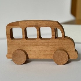 تصویر اسباب بازی اتوبوس چوب راش پوشش گیاهی استاندارد برند رادین چوب 