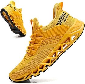 تصویر TSIODFO Sneakers for Men Slip on Running Tennis Athletic Walking Shoes Youth Boys Gym Trail Shoes Non-Slip Jogging Shoe Yellow Size 6.5, Yellow 