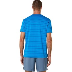 تصویر تی شرت تنیس مردانه اسیکس Asics Court Stripe SS Top- آبی 