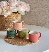 تصویر ماگ رنگی مدرن با پترن برجسته | سرامیکی 400ml 