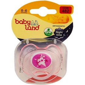 تصویر پستانک ارتودنسی شب تاب بی بی لند کد ۴۸۲ مناسب نوزادان ۰ تا ۶ ماه 