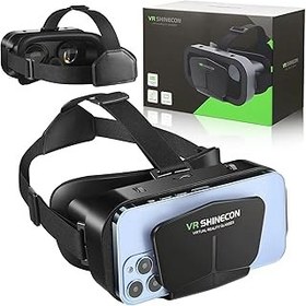 تصویر SHINECON VR واقعیت مجازی VR هدست 3D شیشه های هدست کلاه ایمنی VR برای تلویزیون ، فیلم ها و بازی های ویدیویی سازگار با iOS ، Android & Support 4.7-7 اینچ Shikecon VR Virtual Reality VR Headset 3D Glasses Headset Helmets VR Goggles for TV, Movies &amp; Video Games Compatible iOS, Android &amp;Support 4.7-7 inch