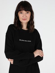 تصویر پلیور زنانه سیاه کولینز CL1051000 ا Regular Fit Kadın Siyah Sweatshirt Regular Fit Kadın Siyah Sweatshirt