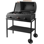 تصویر باربیکیو دوگانه بوفالو ۹۰ سانتی با میز کنار و توری گریل 