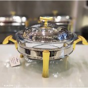 تصویر سوفله خورشت خوری گرد پایه طلائی یونیک کد 3855 