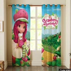 تصویر پرده اتاق کودک طرح دختر توت فرنگی 